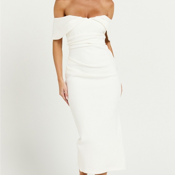 Showpo White Off-Shoulder Midi Dress - Picture 3 of 4